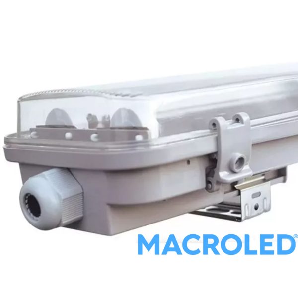 Equipo Hermético Doble IP65 de 1.20cm +   2 tubos led18w Marca Macroled