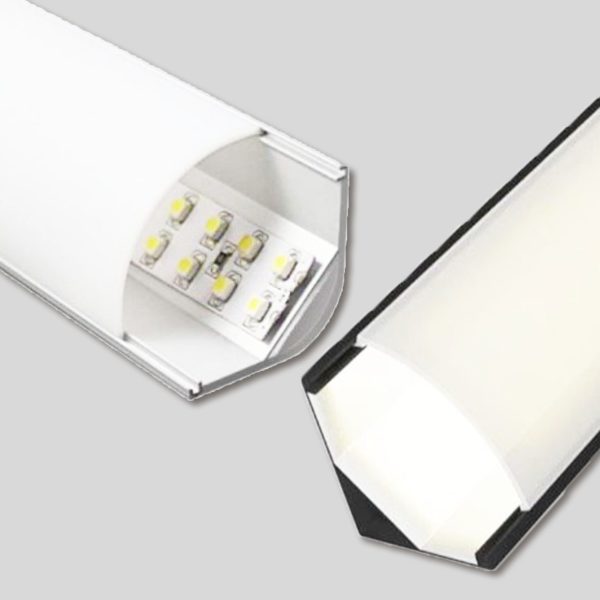 Perfil Esquinero De 24 x 24 mm Para Led Oval De Aluminio