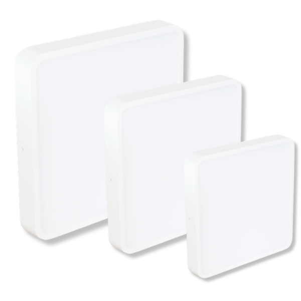 Panel Led Cuadrado Borde Slim 12W-18W-24W P/Adosar Aluminio Base Blanca