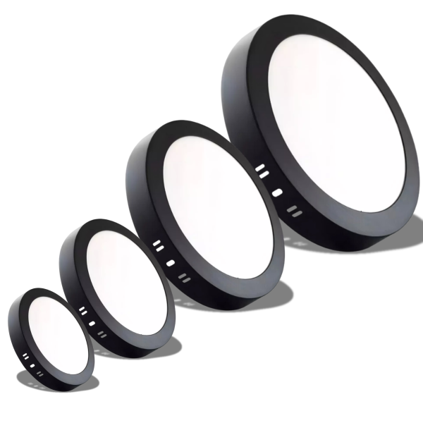 Panel Led De Aluminio Para  Adosadar Base Negra - 6W-12W-18W-24W