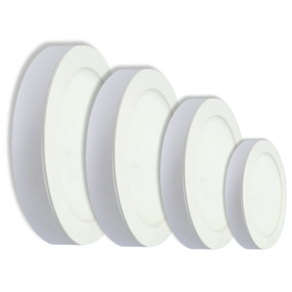 Panel Led 6W-12W-18W-24W P/Adosar y Empotrar Policarbonato Base Blanca