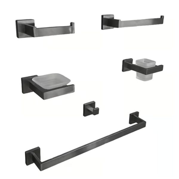 Kit De Baño 6 Piezas Acero Inoxidable Gris
